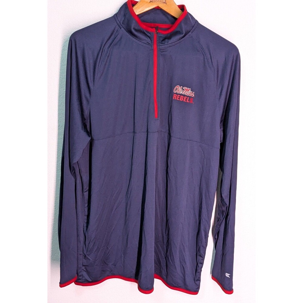 Ole Miss Rebels Pull Over Long Sleeve Jacket Blue  Size XL (939)